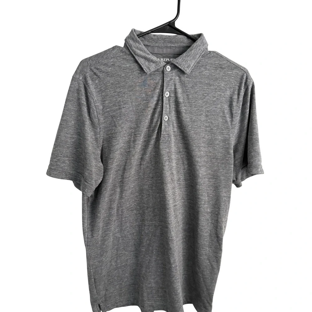 Banana Republic Vintage Mens Charcoal Grey Heather Short Sleeve Polo Shirt M